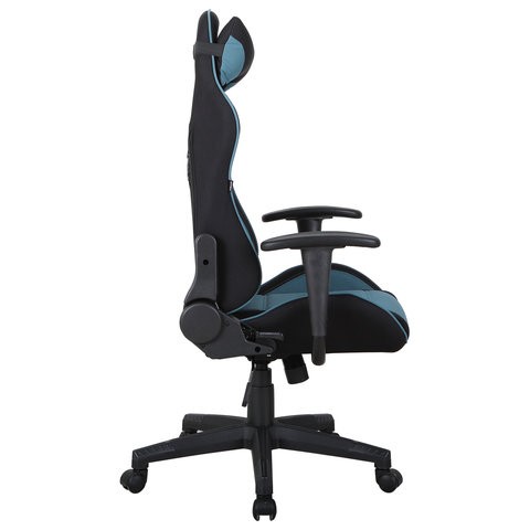 Офисное кресло Brabix GT Racer GM-100 (две подушки, ткань, черное/голубое) 531818 в Орле - изображение 2