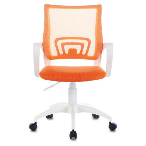 Офисное кресло Brabix Fly MG-396W (с подлокотниками, пластик белый, сетка, оранжевое) 532401 в Орле - изображение 1