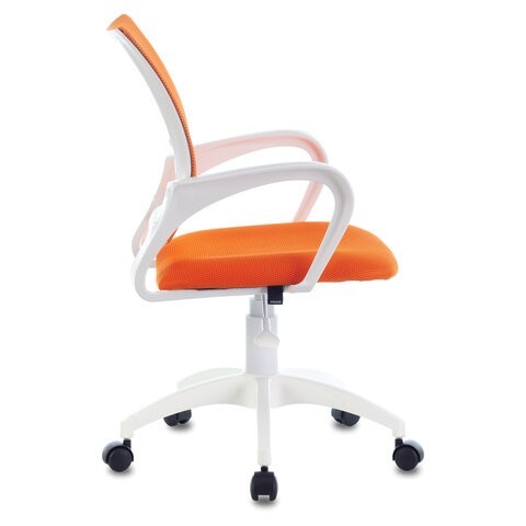 Офисное кресло Brabix Fly MG-396W (с подлокотниками, пластик белый, сетка, оранжевое) 532401 в Орле - изображение 2