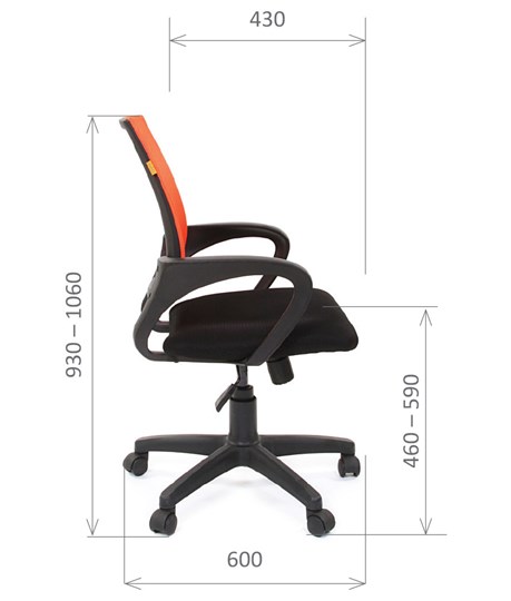 Кресло CHAIRMAN 696 black Сетчатый акрил DW66 оранжевый в Орле - изображение 2