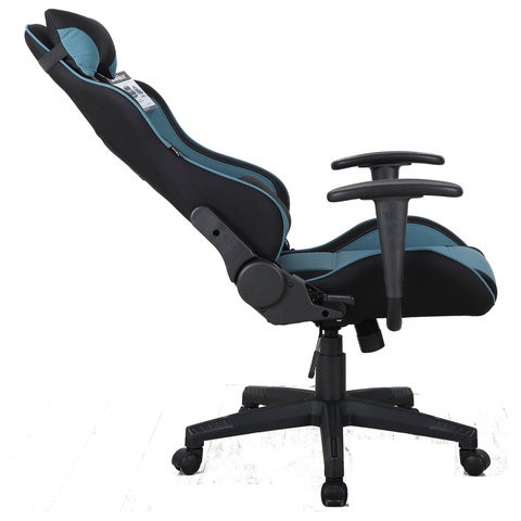 Офисное кресло Brabix GT Racer GM-100 (две подушки, ткань, черное/голубое) 531818 в Орле - изображение 3