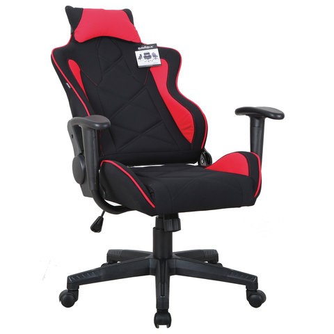 Кресло компьютерное Brabix GT Racer GM-100 (подушка, ткань, черное/красное) 531820 в Орле - изображение 1