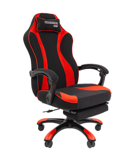 Кресло игровое CHAIRMAN GAME 35 с выдвижной подставкой для ног Ткань  черная / Ткань красная в Орле