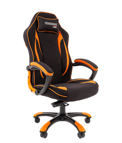 Кресло игровое CHAIRMAN GAME 28 Полиэстер комбинированная ткань оранжевый/черный в Орле