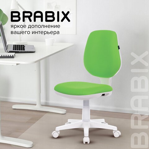 Офисное кресло Brabix Fancy MG-201W (без подлокотников, пластик белый, салатовое) 532414 в Орле - изображение 10
