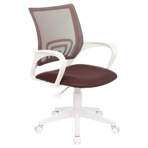 Кресло офисное BRABIX "Fly MG-396W", с подлокотниками, пластик белый, сетка, коричневое, 532398, MG-396W_532398 в Орле - предосмотр