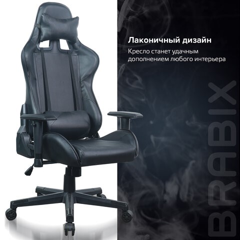 Кресло компьютерное Brabix GT Carbon GM-115 (две подушки, экокожа, черное) 531932 в Орле - изображение 17