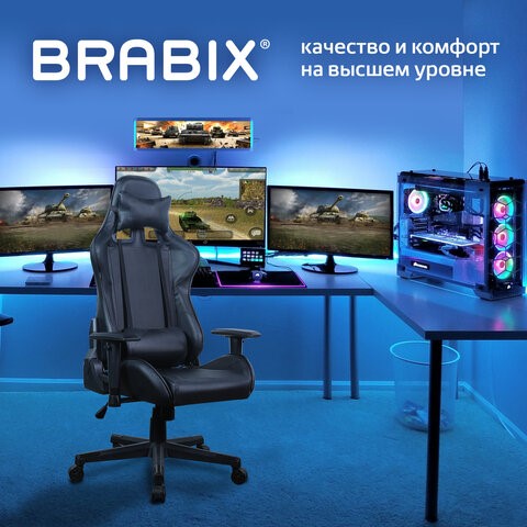 Кресло компьютерное Brabix GT Carbon GM-115 (две подушки, экокожа, черное) 531932 в Орле - изображение 14