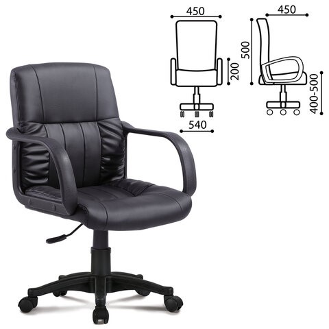 Компьютерное кресло BRABIX "Hit MG-300", с подлокотниками, экокожа, черное, 530864 в Орле - изображение 1