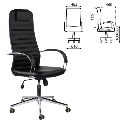 Офисное кресло Brabix Premium Pilot EX-610 CH (хром, кожзам, черное) 532418 в Орле - изображение 6
