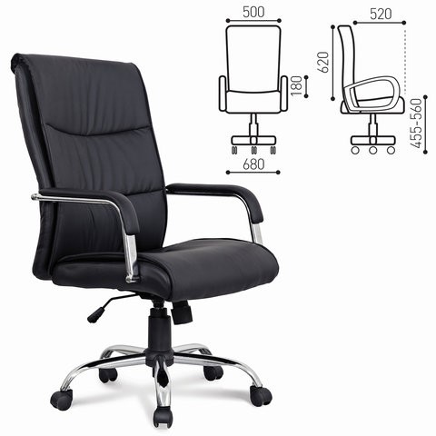 Кресло офисное BRABIX "Space EX-508", экокожа, хром, черное, 530860 в Орле - изображение 1