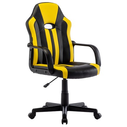 Кресло офисное RABIX "Stripe GM-202", экокожа, черное/желтое, 532510 в Орле - изображение