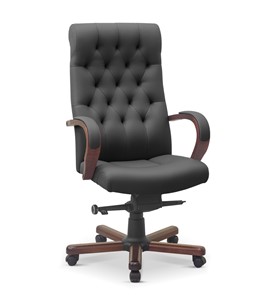 Кресло для руководителя Status, натуральная кожа с компаньоном /серая/дерево - орех аида в Орле