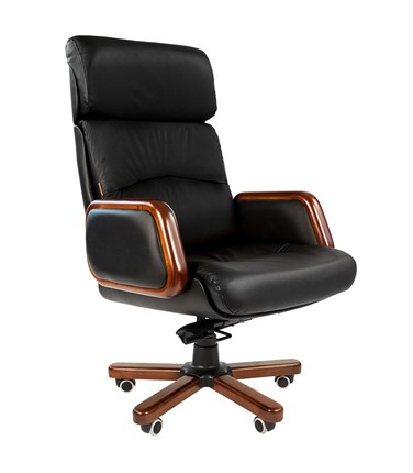 Кресло офисное CHAIRMAN 417 кожа черная в Орле - изображение