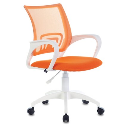 Офисное кресло Brabix Fly MG-396W (с подлокотниками, пластик белый, сетка, оранжевое) 532401 в Орле - изображение