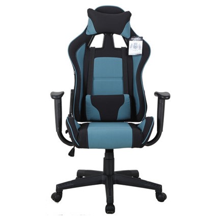 Офисное кресло Brabix GT Racer GM-100 (две подушки, ткань, черное/голубое) 531818 в Орле - изображение