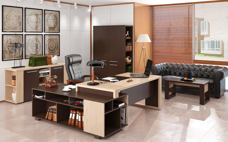 Кабинет руководителя ALTO с высоким шкафом для одежды, низким для документов и журнальным столиком в Орле - изображение 2