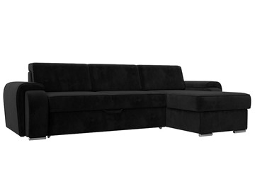 Угловой раскладной диван Лига-025, Черный (Велюр) в Орле