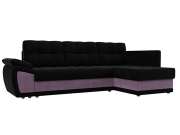 Угловой диван для гостиной Нэстор прайм, Черный/Сиреневый (микровельвет) в Орле