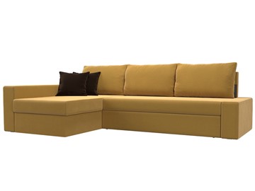 Угловой раскладной диван Версаль, Желтый/Коричневый (микровельвет) в Орле