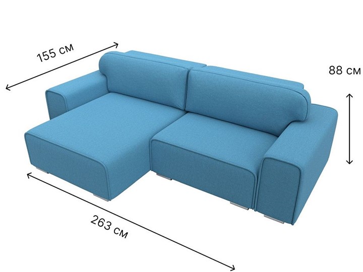 Угловой диван Лига-029, Амур голубой (Рогожка) в Орле - изображение 8