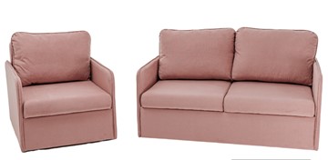 Мебельный набор Амира розовый диван + кресло в Орле
