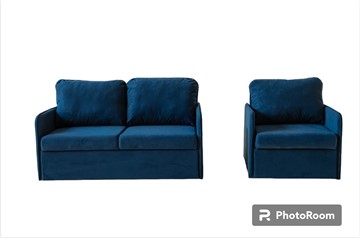 Мебельный комплект Амира синий диван + кресло в Орле