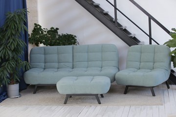 Комплект мебели Абри цвет мята кресло + диван + пуф опора металл в Орле