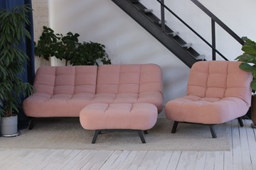 Комплект мебели Абри розовый кресло + диван + пуф опора металл в Орле