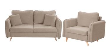 Комплект мебели Бертон бежевый диван+ кресло в Орле