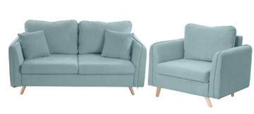 Комплект мебели Бертон голубой диван+ кресло в Орле
