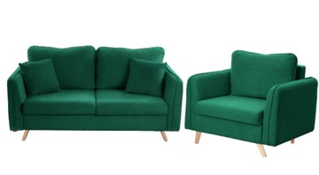 Комплект мебели Бертон изумрудный диван+ кресло в Орле