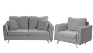 Комплект мебели Бертон серый диван+ кресло в Орле