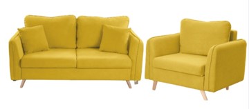 Комплект мебели Бертон желтый диван+ кресло в Орле