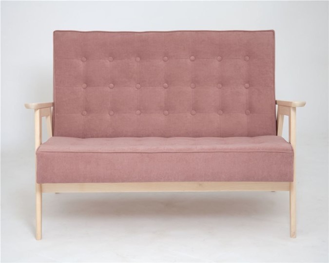 Прямой диван Ретро, двухместный (беленый дуб / RS 12 - розовый) в Орле - изображение 1