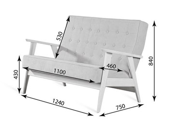 Прямой диван Ретро, двухместный (беленый дуб / RS 29 - бирюзовый) в Орле - предосмотр 3
