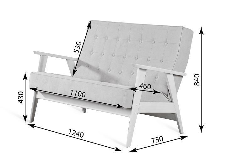 Прямой диван Ретро, двухместный (беленый дуб / RS 29 - бирюзовый) в Орле - изображение 3