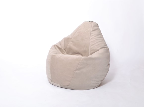 Кресло-мешок Груша среднее, велюр однотон, бежевое в Орле - изображение