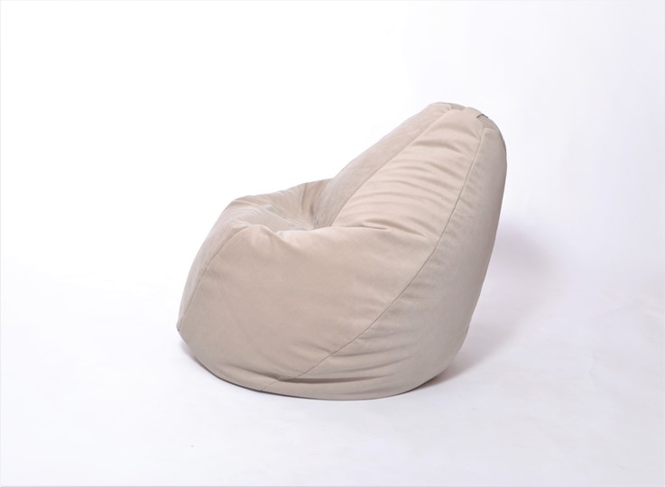 Кресло-мешок Груша среднее, велюр однотон, бежевое в Орле - изображение 2