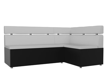Прямой кухонный диван Классик угловой, Белый/Черный (экокожа) в Орле