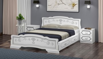 Кровать с выкатными ящиками Карина-6 (Белый Жемчуг) 140х200 в Орле