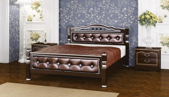 Полутороспальная кровать Карина-11 (Орех Темный, обивка бриллиант) 140х200 в Орле - изображение