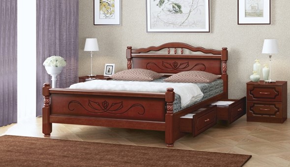 Кровать с выкатными ящиками Карина-5 (Орех) 160х200 в Орле - изображение