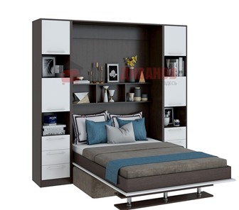 Кровать-шкаф с диваном Бела 1, с полкой ножкой, 1600х2000, венге/белый в Орле