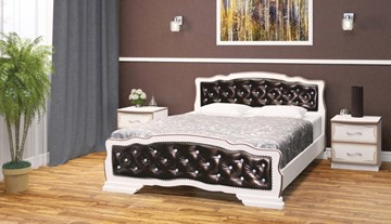 Спальная кровать Карина-10 (Дуб Молочный, темная обивка) 160х200 в Орле