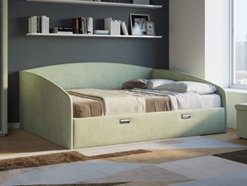 Двуспальная кровать Bono 160х200, Велюр (Лофти Олива) в Орле