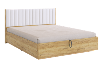 Кровать спальная с подъемным механизмом Адам, дуб крафт золотой/белоснежный (экокожа) в Орле