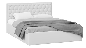 Спальная кровать с подъемным механизмом Порто (Экокожа белая Polo) без заглушины в Орле