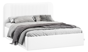 Кровать двуспальная с подъемным механизмом с заглушиной Тиффани тип 1 (Экокожа белая Polo) в Орле