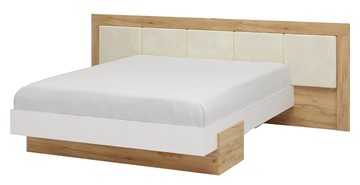 Спальная кровать Тоскана 1600 с декором (Дуб крафт золотой/Белый поры глубокие) с основанием в Орле